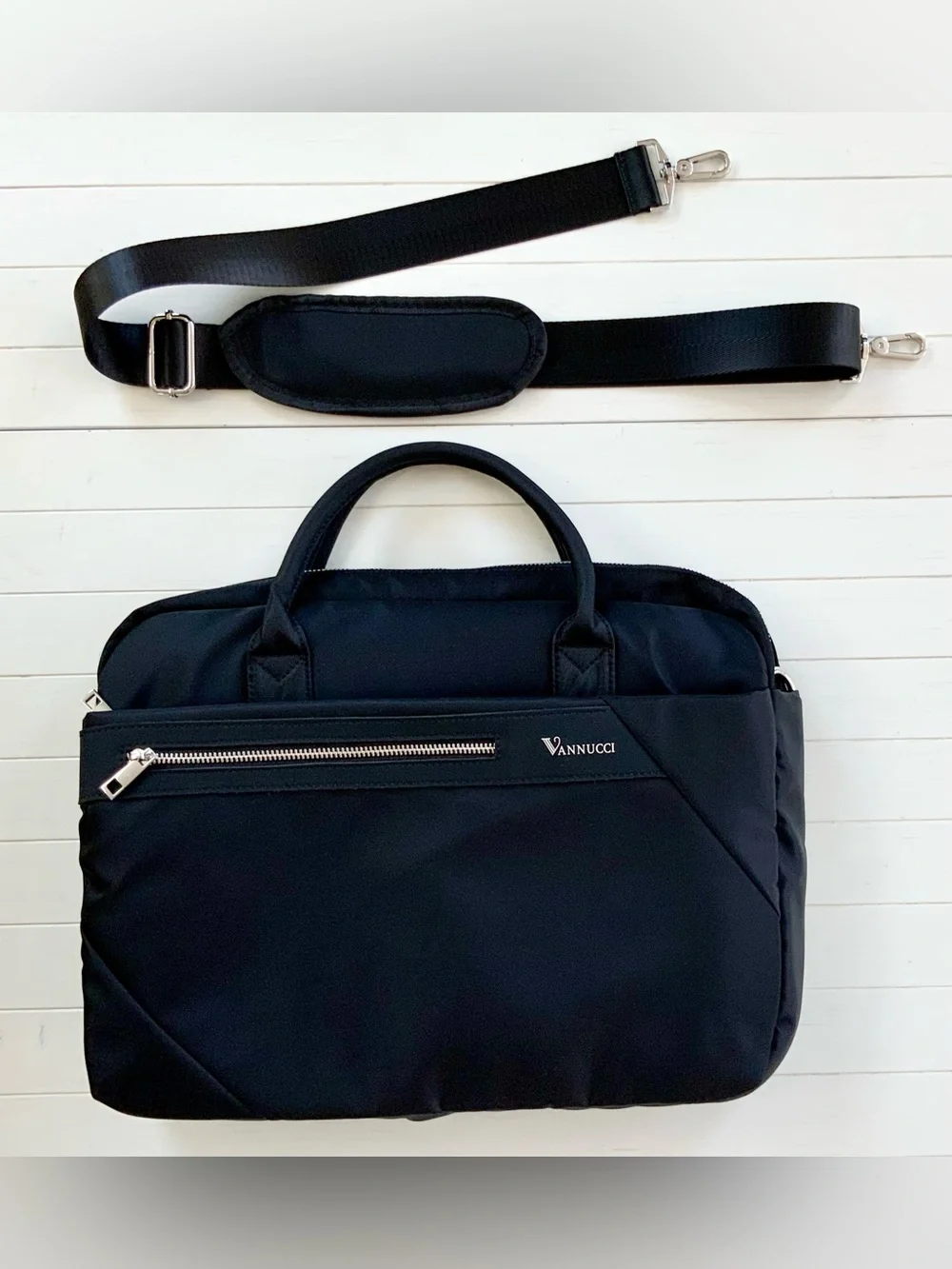 ~New~ Unisex Nylon Laptop/iPad Sleeve Multi Layer Crossbody Bag Black